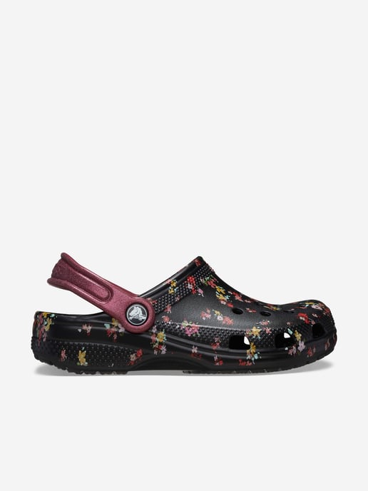 Crocs Mädchen Classic Ditsy Floral Clog in Schwarz - Image 1