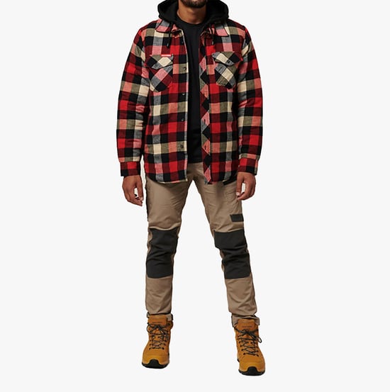 Hard Yakka GESTEPPTES FLANELL Herren Hemdjacke Rot - Image 5