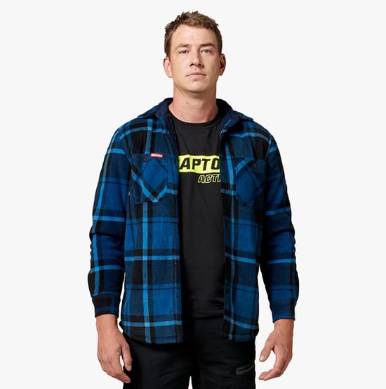 Hard Yakka GESTEPPTES FLANELL-Hemd-Jacke für Herren Blau - Image 1