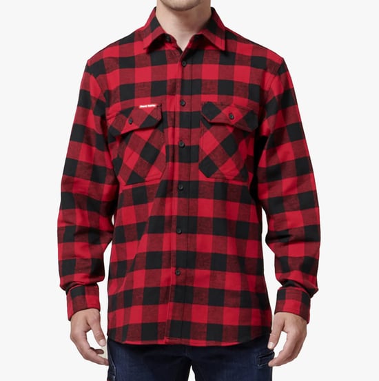 Hard Yakka LANGARM KARO FLANELL Herrenhemden Rot - Image 1