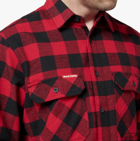 Hard Yakka LANGARM KARO FLANELL Herrenhemden Rot - Image 4