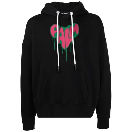 Palm Angels Spray Heart Design Schwarzer Kapuzenpullover - Image 1