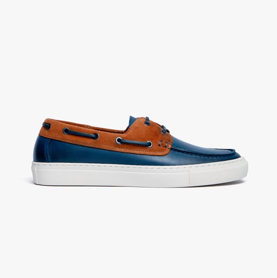 Men's Ted Baker Euenb Leather & Suede Boat Shoes in Navy - Image 4