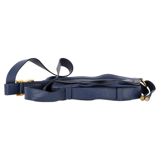 Chloé Marcie Satteltasche aus strukturierter Kalbsleder in Marineblau - Image 3