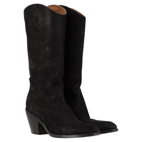 Chloé Western-Cowboystiefel aus schwarzem Leder und Wildleder - Image 4