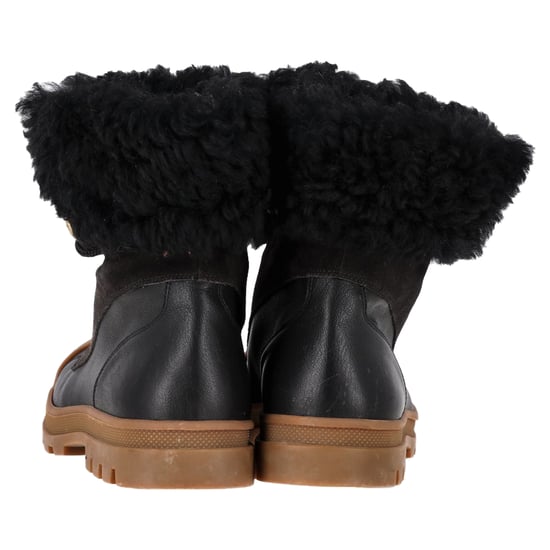 Chloé Shearling Kampfstiefel aus schwarzem Leder und Wildleder - Image 4