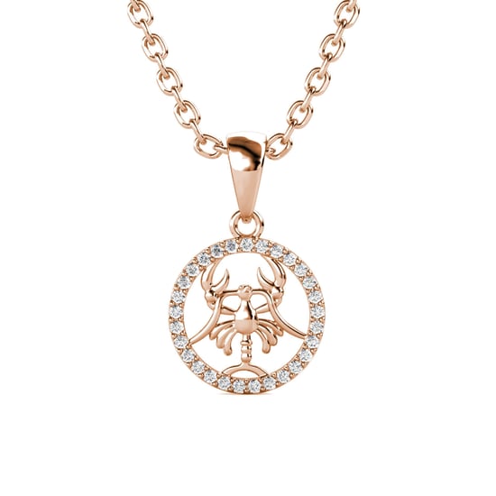 Krebs Sternzeichen Anhänger - Roségold und Kristall - Image 1