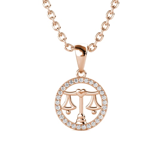 Anhänger Sternzeichen Waage - Roségold und Kristall - Image 1