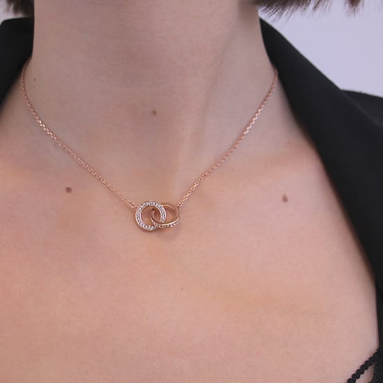 Kreis-Zwillingsanhänger - Roségold und Kristall - Image 2