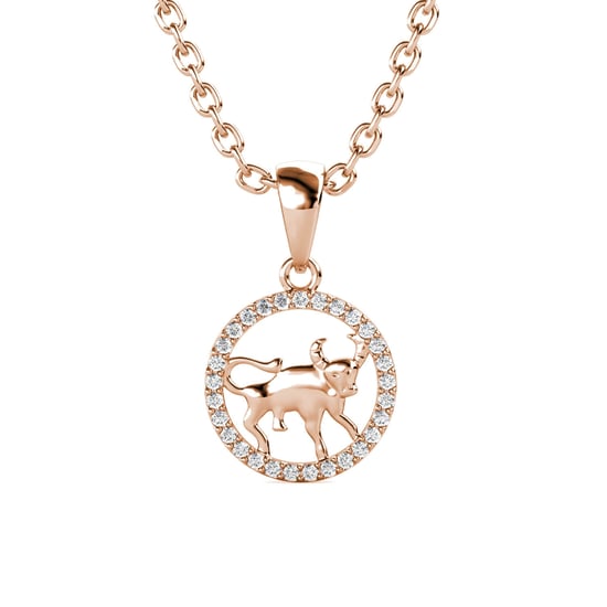 Stier Sternzeichen Anhänger - Roségold und Kristall - Image 1