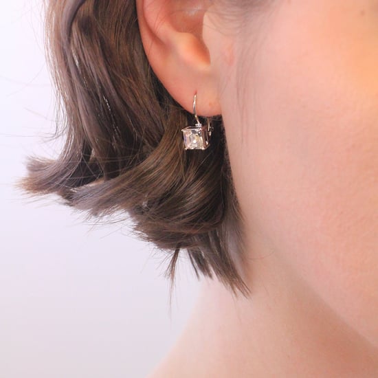 Quadratische Ohrringe - Silber und Kristall - Image 2