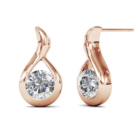Gewellte Ohrringe - Roségold und Kristall - Image 1