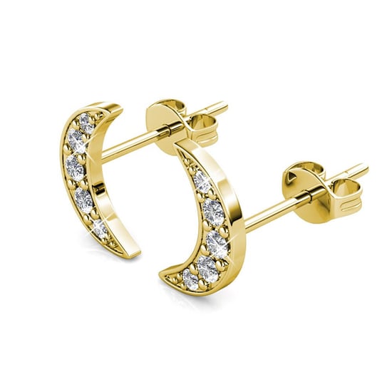 Halbmond-Ohrringe - Gold und Kristall - Image 3