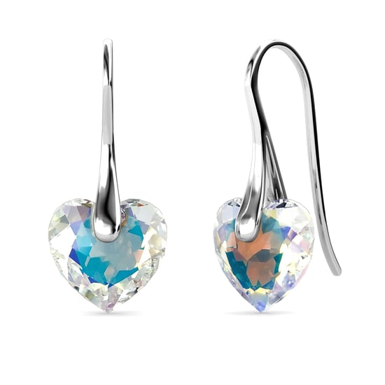 Kristalline Herz Ohrringe - Silber und glänzendes Weiß - Image 1