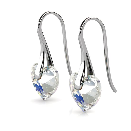 Kristalline Herz Ohrringe - Silber und glänzendes Weiß - Image 4