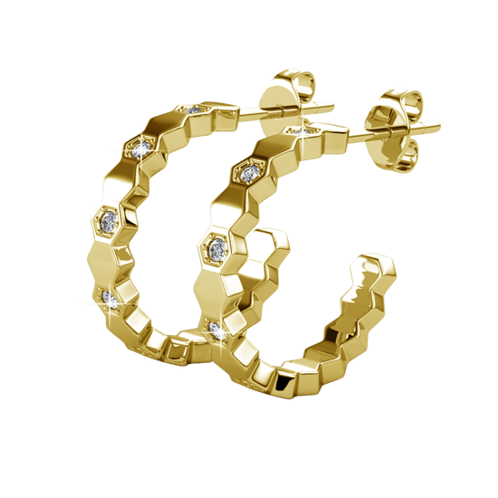 Gebogene Ohrringe - Gold und Kristall - Image 3