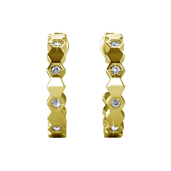 Gebogene Ohrringe - Gold und Kristall - Image 4