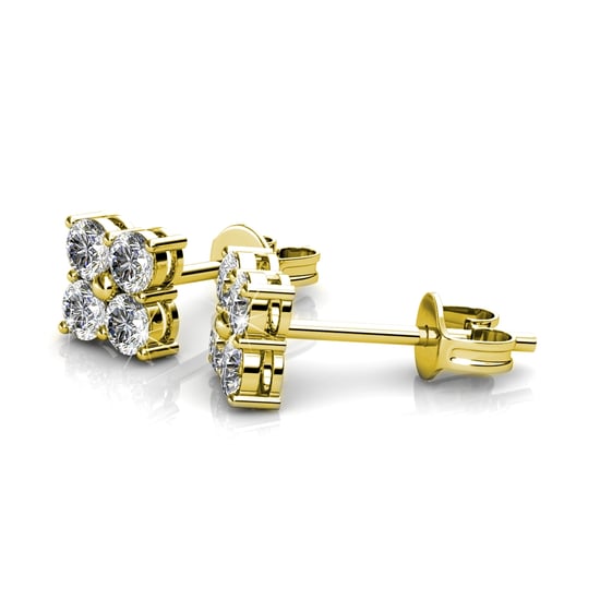 Süße quadratische Ohrringe - Gold und Kristall - Image 2