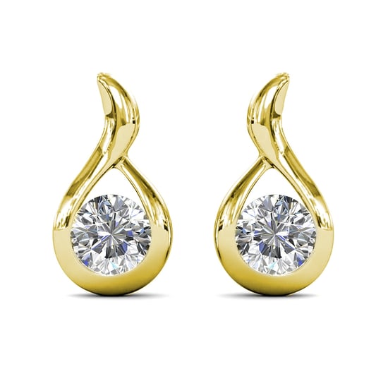Gewellte Ohrringe - Gold und Kristall - Image 2