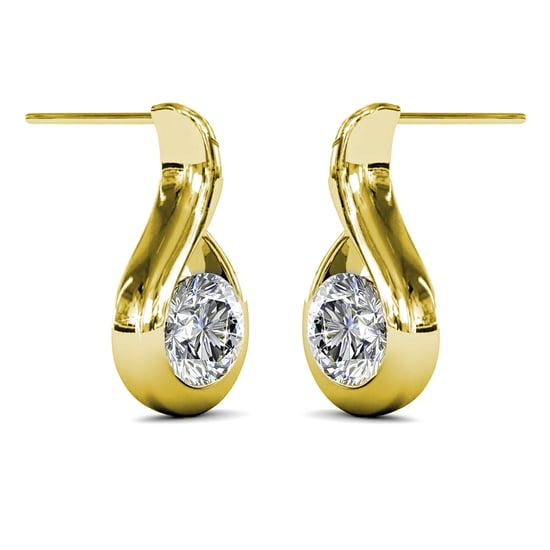 Gewellte Ohrringe - Gold und Kristall - Image 3