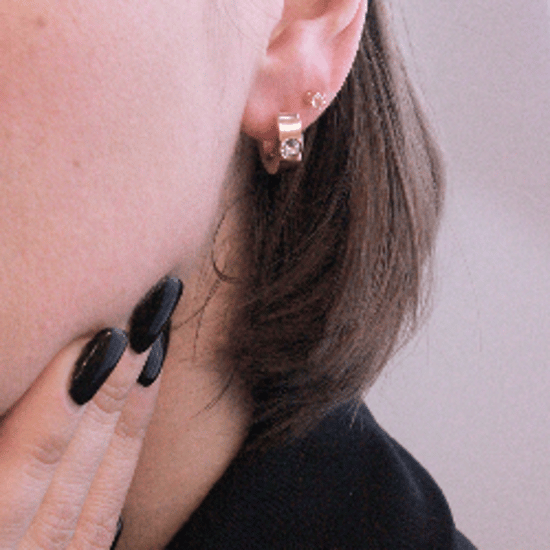 Ringe Ohrringe - Roségold und Kristall - Image 5