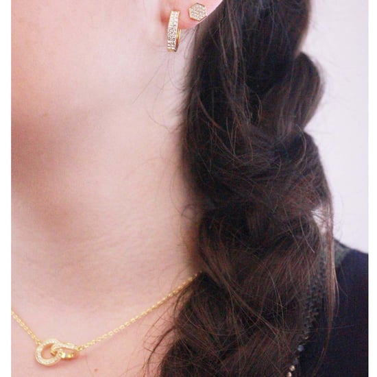 Sechseck-Ohrringe - Gold und Kristall - Image 2