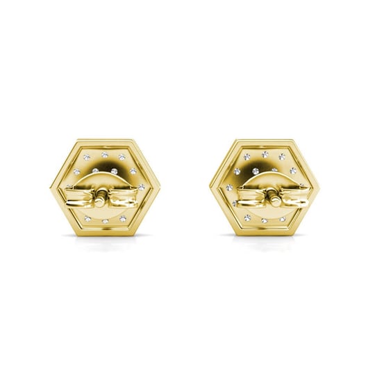 Sechseck-Ohrringe - Gold und Kristall - Image 5