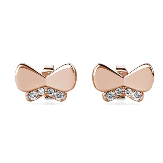 Schmetterlingsschleifen-Ohrringe - Roségold und Kristall - Image 2