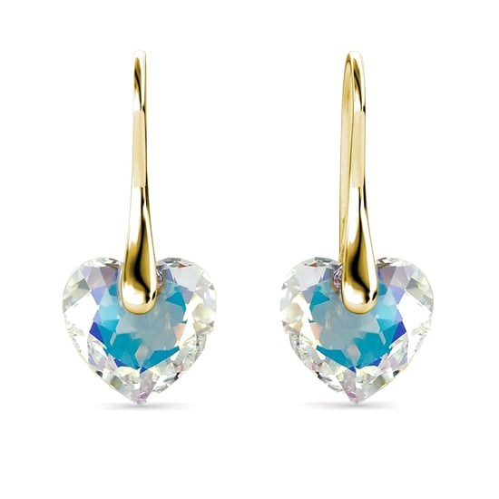 Kristalline Herz Ohrringe - Gold und glänzendes Weiß - Image 3