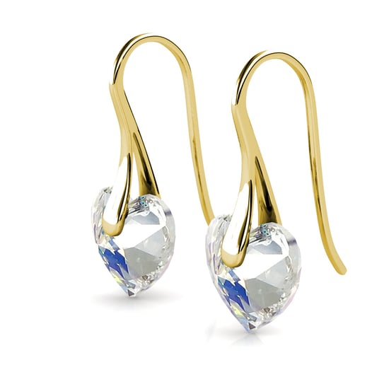 Kristalline Herz Ohrringe - Gold und glänzendes Weiß - Image 4