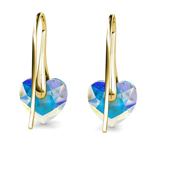 Kristalline Herz Ohrringe - Gold und glänzendes Weiß - Image 5