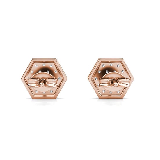 Sechseck-Ohrringe - Roségold und Kristall - Image 5