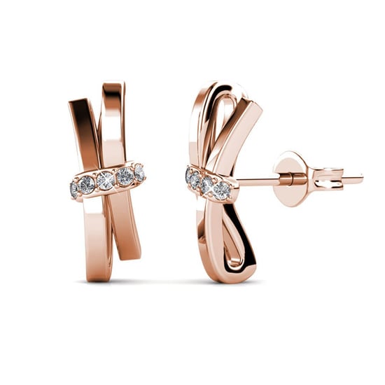 Leuchtende Schleifenohrringe - Roségold und Kristall - Image 1