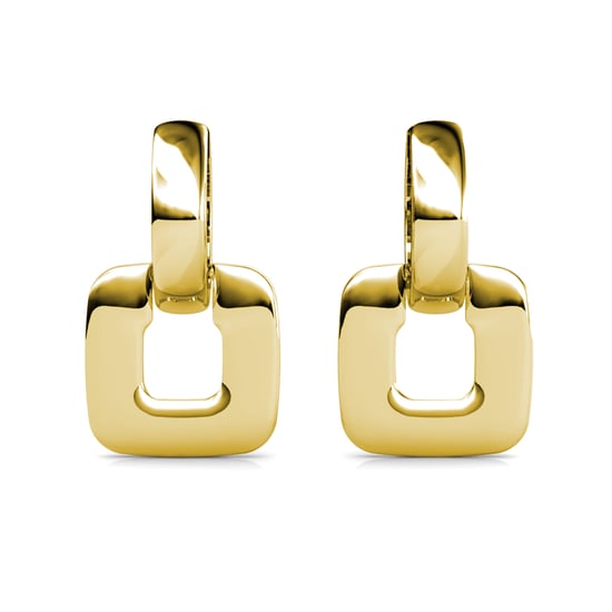 Klassische quadratische Ohrringe - Gold und Kristall - Image 5