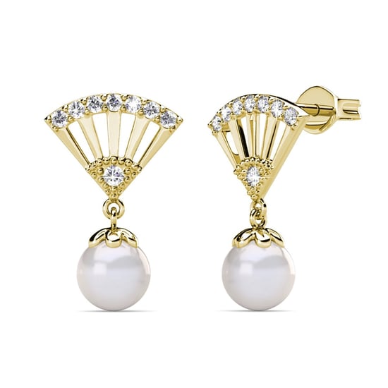 Ingride Perlenohrringe - Gold und Kristall - Image 1