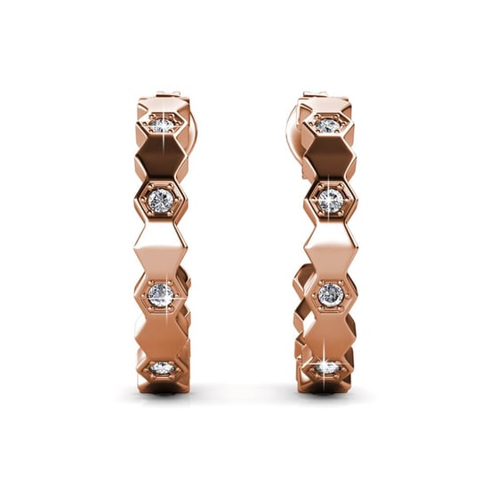 Gebogene Ohrringe - Roségold und Kristall - Image 3