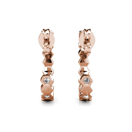 Gebogene Ohrringe - Roségold und Kristall - Image 5