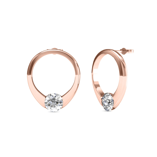 Mini-Ring-Ohrringe - Roségold und Kristall - Image 1