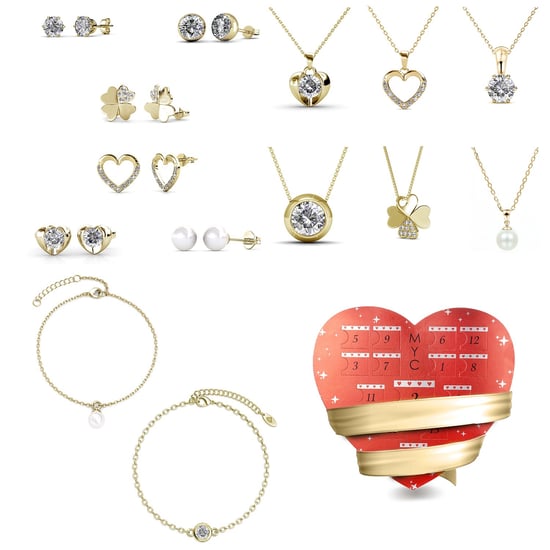 Überraschungsherz-Adventskalender - 14 Juwelen - Gold und Kristall - Image 1