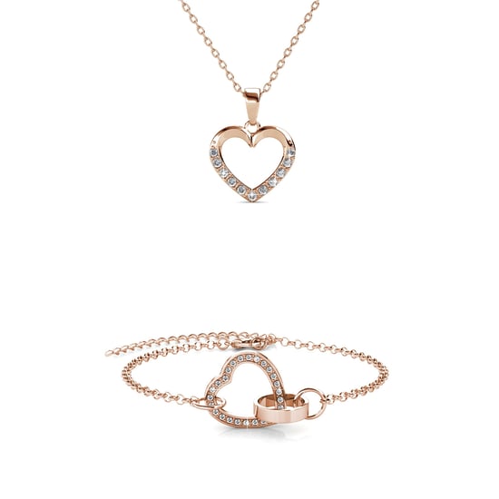 Halsketten-Set mit verschlossenem Herz – Roségold und Kristall - Image 1