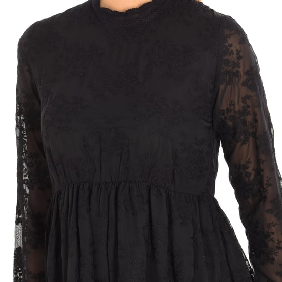 TUNIS Langarm und Rundhalsausschnitt Kleid 16F2DR17 Frau - Image 2