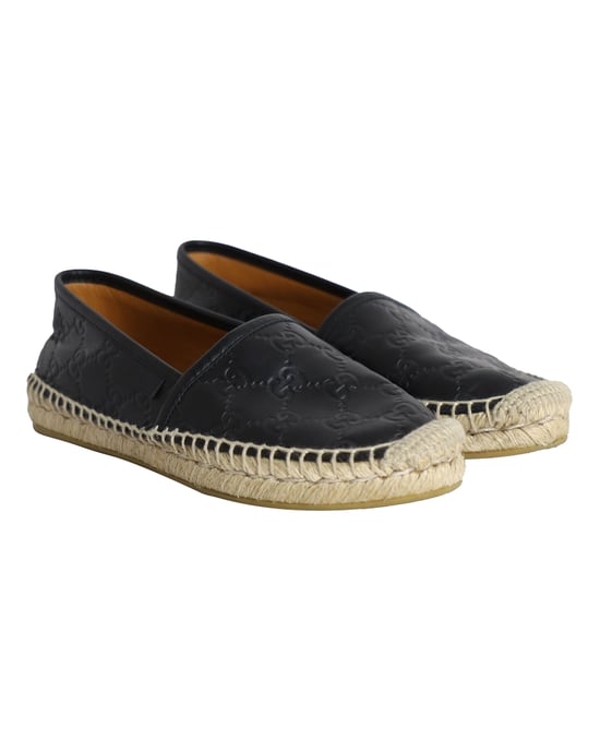 Gucci Guccissima Signatur Espadrilles in schwarzem Leder - Image 3