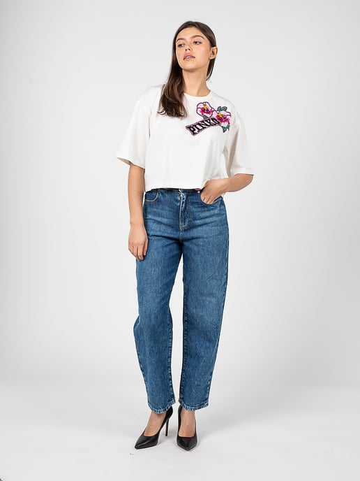Pinko T-Shirt Titolato Damen weiß - Image 2