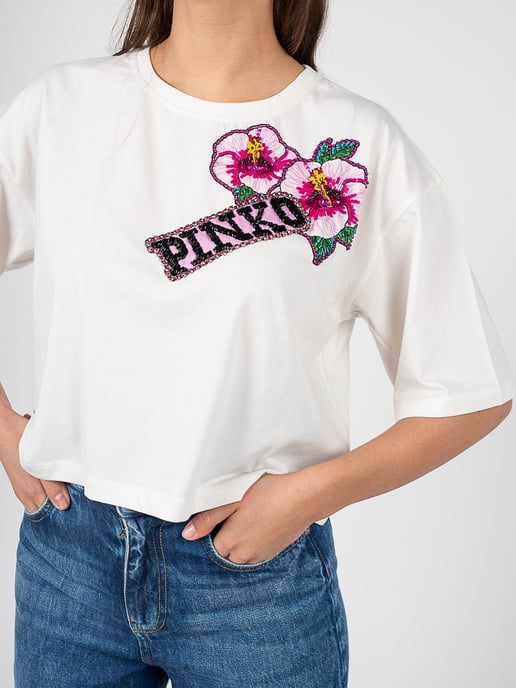 Pinko T-Shirt Titolato Damen weiß - Image 4