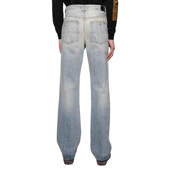 Amiri MA Bar Logo Straight Fit Stone Indigo Blue Denim Jeans - Image 3