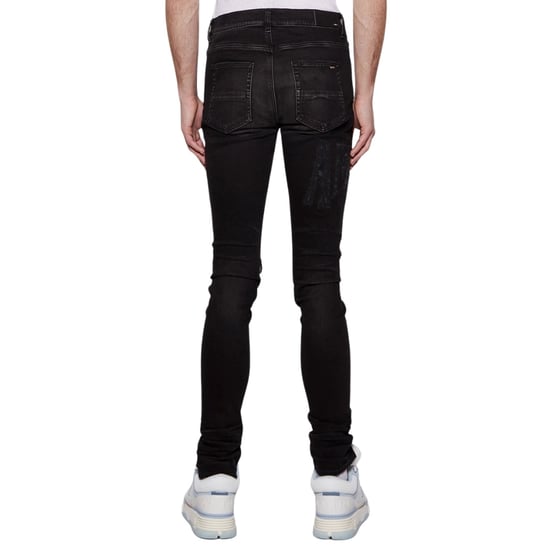 Amiri Slim Fit Distressed Amiri Logo Aged Black Denim-Jeans - Image 2