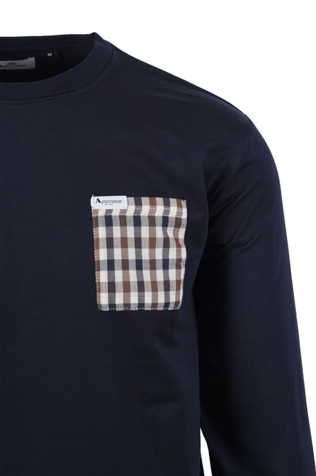 Aquascutum Ikonisches Pocket Rundhals-Sweatshirt Navy - Image 2