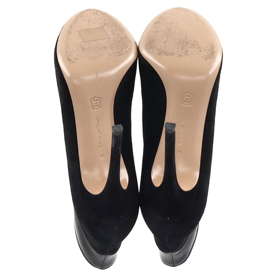 Gianvito Rossi Vamp Peep-Toe Stiefeletten aus schwarzem Wildleder und Leder - Image 6