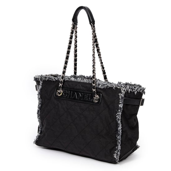 Horizontal Tweed Fringe Chain Tote Umhängetasche - Image 2