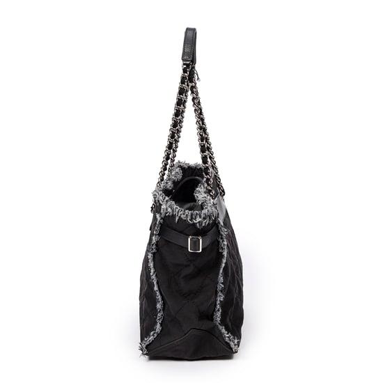 Horizontal Tweed Fringe Chain Tote Umhängetasche - Image 3